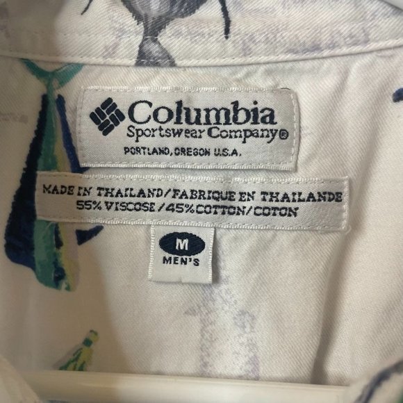 Columbia Fish and Fishing Rods Graphic Button Down Shirt Men's Size M - Picture 5 of 7